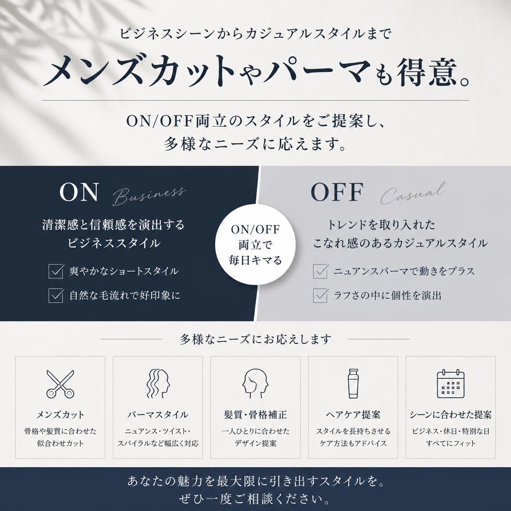 メンズスタイルもお任せ