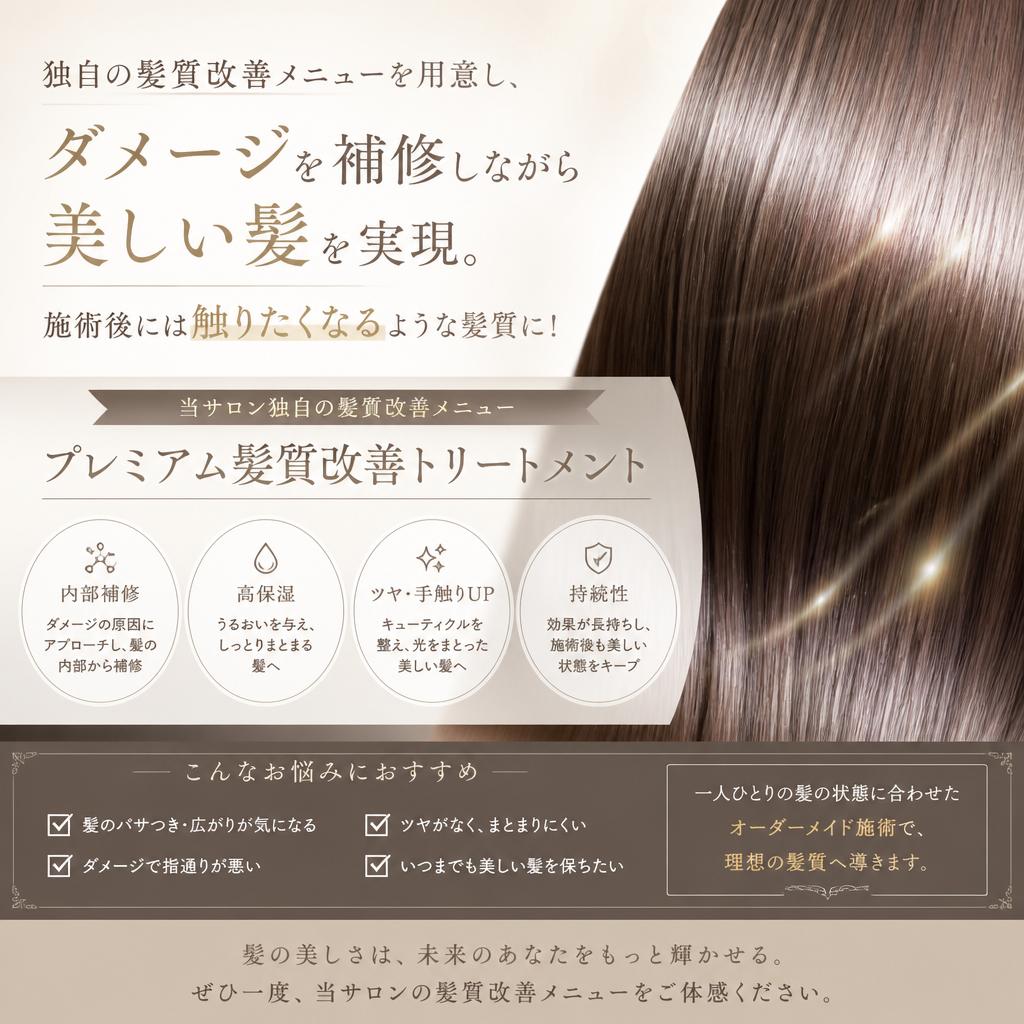 髪質改善トリートメントで健康的な髪へ