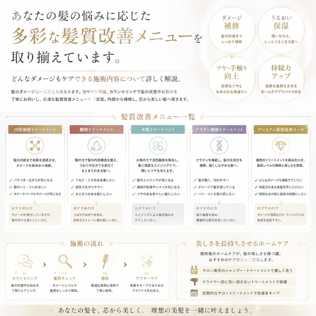 髪質改善メニューのご紹介