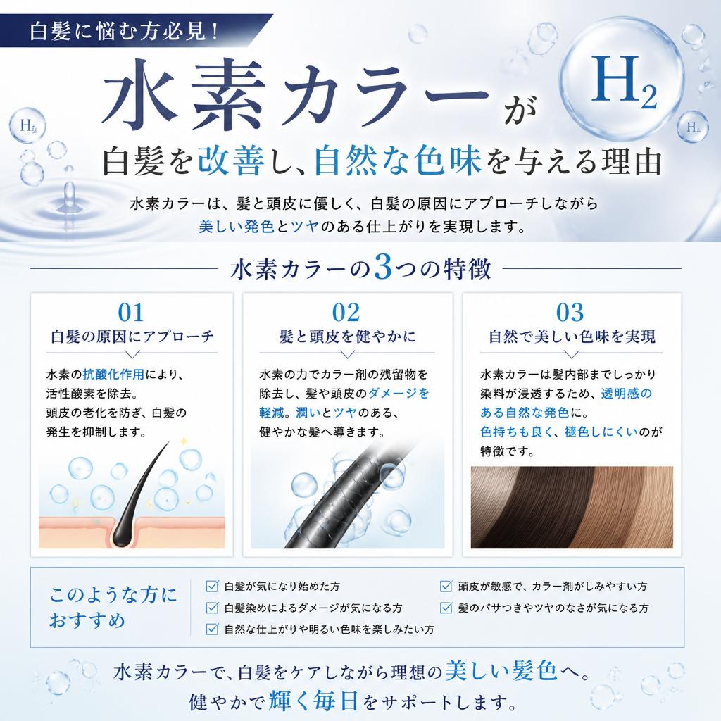 白髪ケアの必需品：水素カラーの魅力