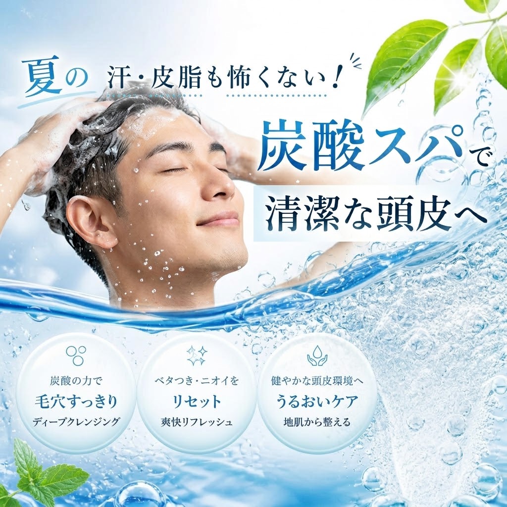 夏の汗・皮脂も怖くない！炭酸スパで清潔な頭皮へ