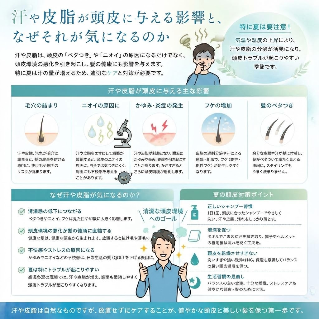 夏の汗や皮脂の正体