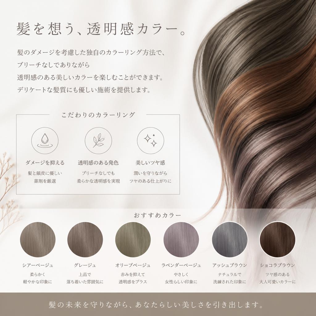 ブリーチなしで透明感を実現！