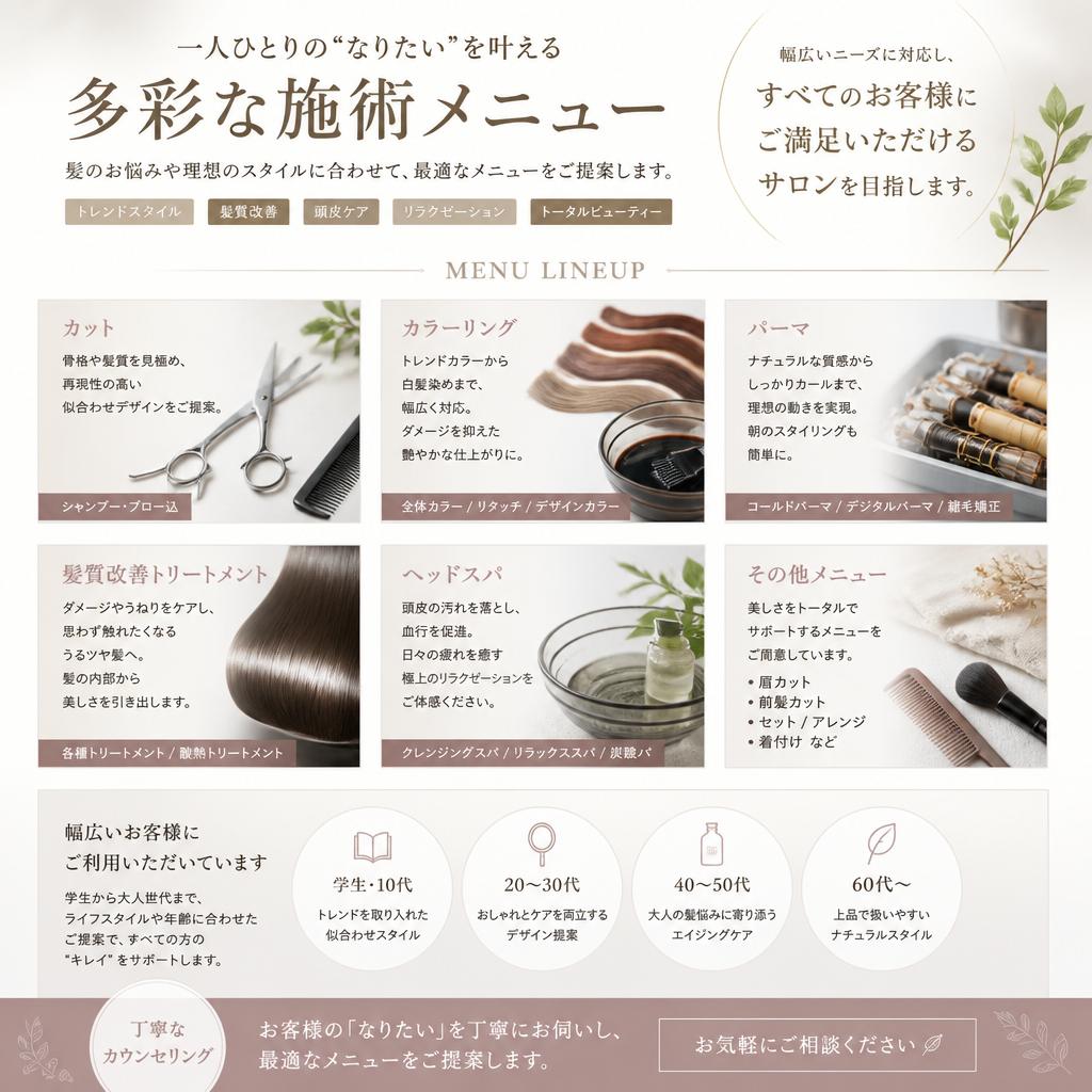 多様な施術メニュー