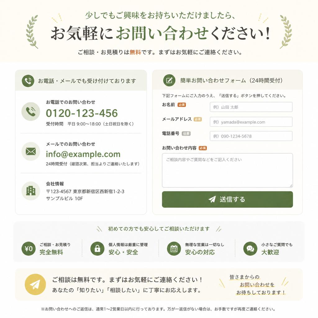 今すぐお問い合わせを！