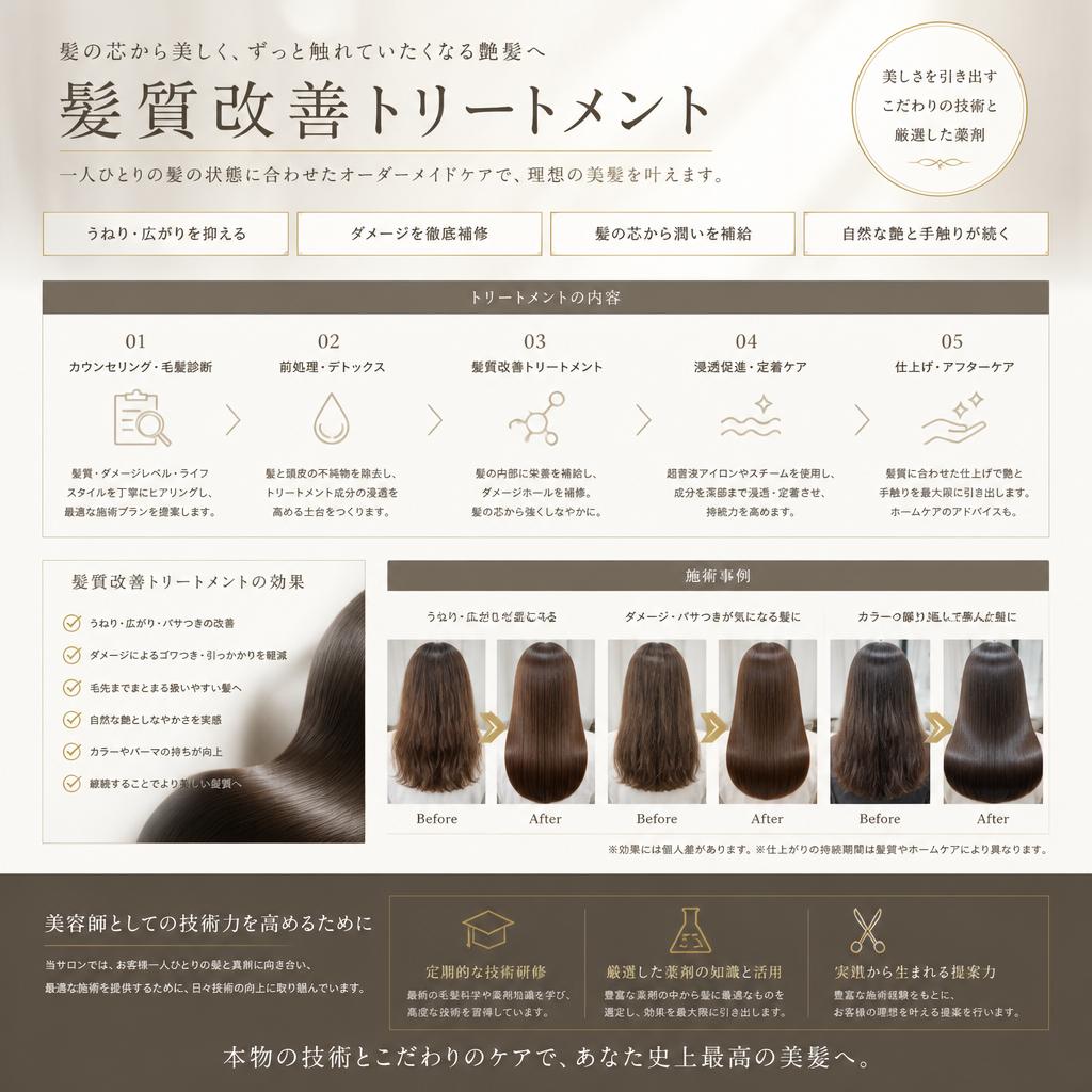 髪質改善サービスでお客様の満足度を向上！