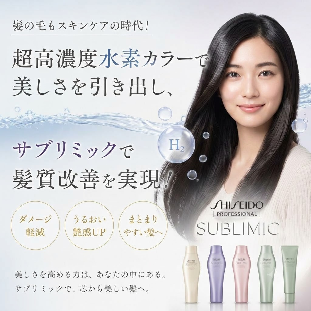 髪の毛もスキンケアの時代！超高濃度水素カラーで美しさを引き出し、サブリミックで髪質改善を実現！