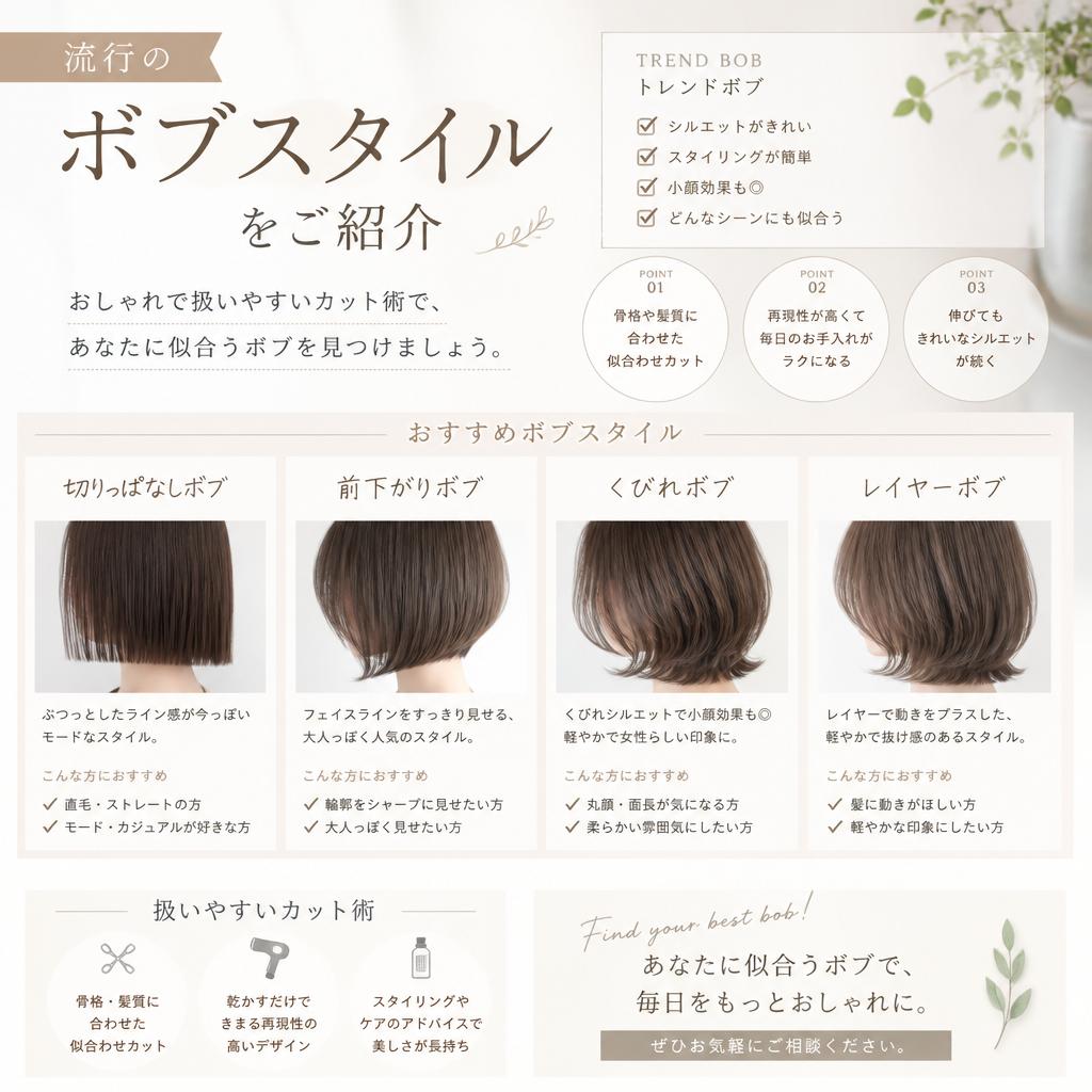ボブヘアのトレンドスタイル