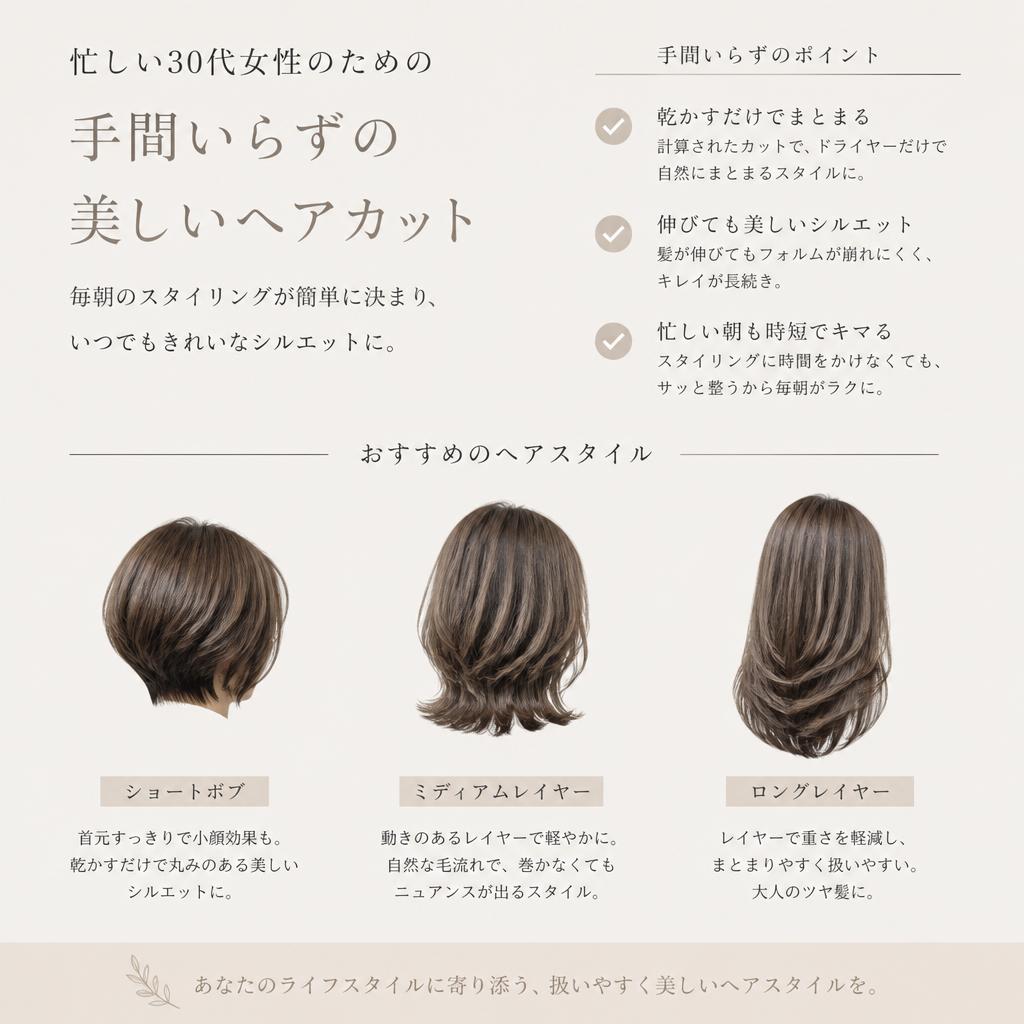 忙しい30代女性のための手間いらずの美しいヘアカット