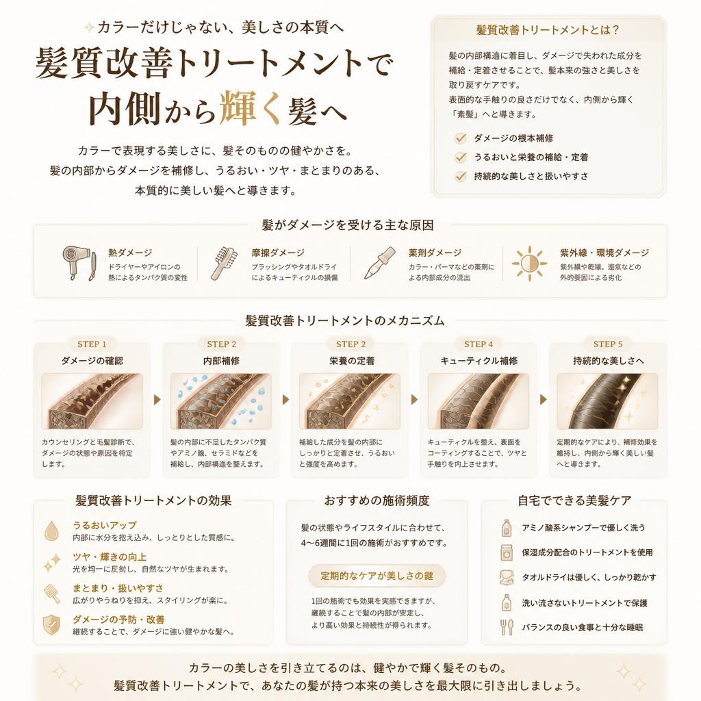 髪質改善も同時に実現する施術