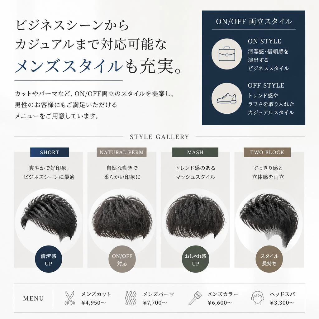 メンズスタイルもお任せ！