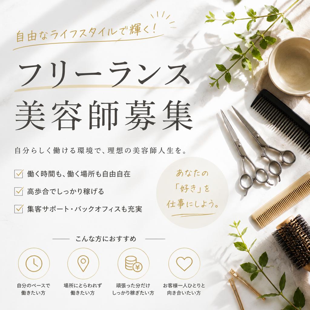 自由なライフスタイルで輝く！フリーランス美容師募集