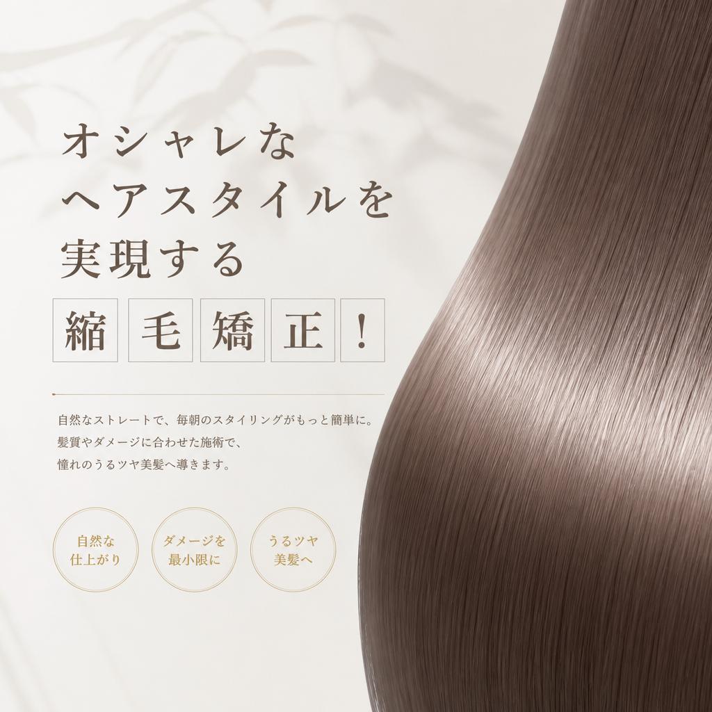 オシャレなヘアスタイルを実現する縮毛矯正！