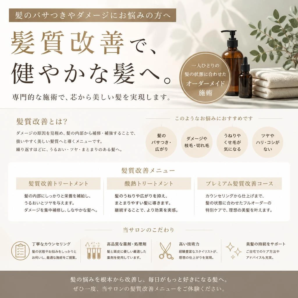 2. 髪質改善メニューでお客様の髪を守る